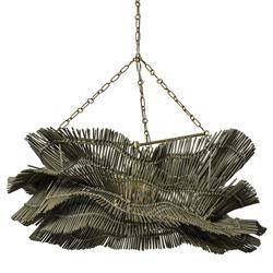 Palecek Miramar Coastal Beach Grey Wash Rattan Chandelier