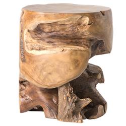Kaili Global Bazaar Aged Natural Teak Wood Outdoor Side End Table