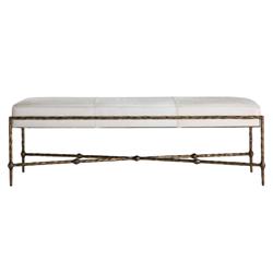 Lambeth Modern Classic White Hair On Hide Antique Brass Iron Bench
