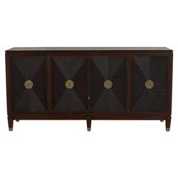 Saffron Modern Classic Dark Brown Oak Wood Ribbed Media Cabinet - 73&quot;W