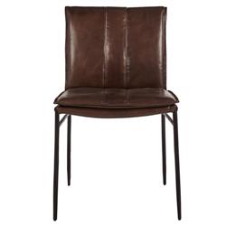 Marissa Industrial Brown Upholstered Leather Iron Frame Dining Chair - Set of 2