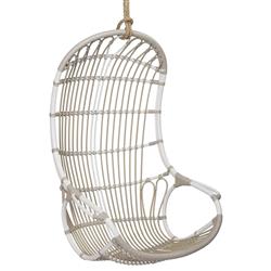 Sigma Coastal Beach White Woven Faux Rattan Hanging Outdoor Hanging Swing Chair