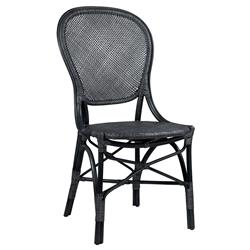 Lydia French Country Black Woven Rattan Dining Side Chair
