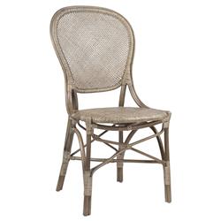 Lydia French Country Grey Woven Rattan Dining Side Chair