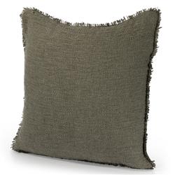 Thara Coastal Beach Olive Green Fringed Indoor Outdoor Throw Pillow - 20x20