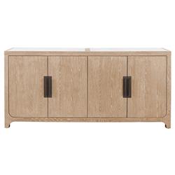 Ballace Rustic Lodge White Stone Top Light Brown Wood 4 Door Media Cabinet - 78&quot;W