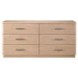 Noelle Modern Classic Light Brown Wood 6 Drawer Double Dresser