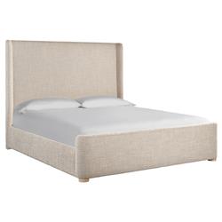 Noelle Modern Beige Upholstered Light Brown Wood Frame Bed - Queen
