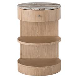 Noelle Modern Classic Marble Top Light Brown Wood 1 Drawer Nightstand