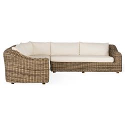 Celina Coastal White Performance Natural Teak Wood Outdoor Sectional - 122"