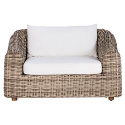 Celina Coastal White Performance Natural Teak Wood Outdoor Arm Chair