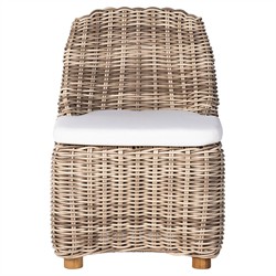 Celina Coastal White Performance Natural Teak Wood Outdoor Dining Side Chair