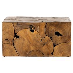 Thorn Mid Century Modern Natural Teak Square Block Outdoor Coffee Table
