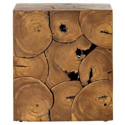 Thorn Mid Century Modern Natural Teak Square Block Outdoor End Table