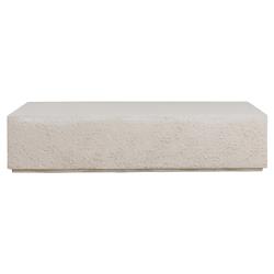 Otto Modern Classic White Concrete Rectangular Block Outdoor Coffee Table