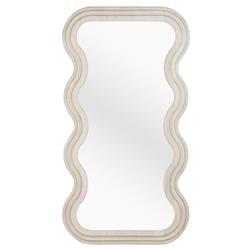 Stella Modern Classic White Wood Stepped Frame Rectangular Wavy Floor Mirror