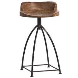 Henson Industrial Loft Antique Mango Wood Iron Swivel Counter Stool