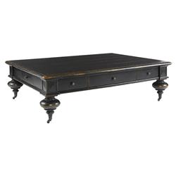 Century Grand Updated Traditional Ebonized Oak Rectangular Storage Coffee Table