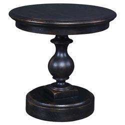 Century Grand French Country Ebonized Brown Oak Round Pedestal Side Table