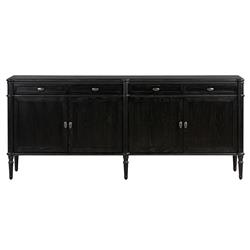 Tacorey Rustic Lodge Black Solid Oak Wood 4 Drawer 4 Door Sideboard