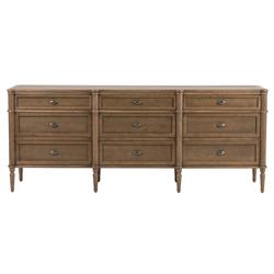 Tacorey Rustic Lodge Brown Solid Oak Wood 9 Drawer Dresser