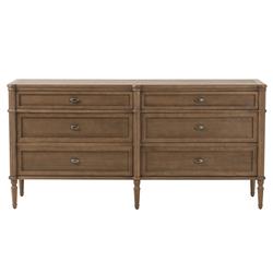 Tacorey Rustic Lodge Brown Solid Oak Wood 6 Drawer Double Dresser