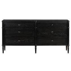 Tacorey Rustic Lodge Black Solid Oak Wood 6 Drawer Double Dresser