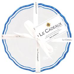 Maison French Blue Edge White Melamine Appetizer Plate - Set of 4