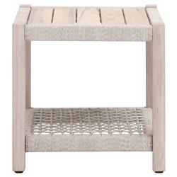 Wren Coastal Taupe Woven Rope Solid Teak Square Outdoor End Table