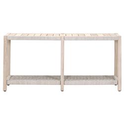 Wren Coastal Taupe Woven Rope Solid Teak Rectangular Outdoor Console Table