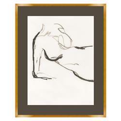 Aurora Modern White Portrait Gold Frame Women Curves Illustration I - 30x24