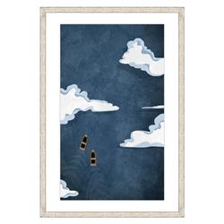 Ariel Coastal Beach Blue Top View Seascape Natural Frame Painting II - 36x24