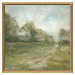 Belle French Country Green Countryside Landscape Gold Frame Painting II - 40x40