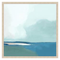 Cali Coastal Beach Blue Seascape Natural Frame Horizon Painting I - 40x40