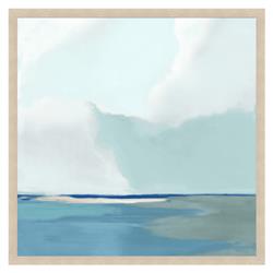 Cali Coastal Beach Blue Seascape Natural Frame Horizon Painting II - 40x40
