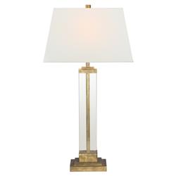 Visual Comfort Wright Modern Gilded Iron Glass Linen Shade Buffet Table Lamp