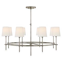 Visual Comfort Bryant Modern Antique Nickel Linen Shade Ring Chandelier