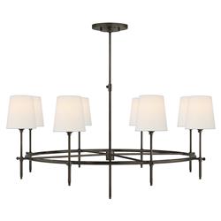 Visual Comfort Bryant Modern Bronze Metal Linen Shade Ring Chandelier