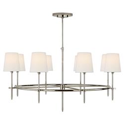 Visual Comfort Bryant Modern Polished Nickel Linen Shade Ring Chandelier