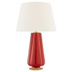 Visual Comfort Penelope Regency Berry Red Porcelain Linen Shade Table Lamp