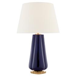 Visual Comfort Penelope Regency Denim Porcelain Linen Shade Table Lamp