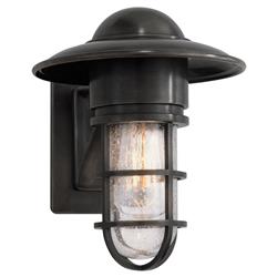 Visual Comfort Marine Industrial Bronze Seeded Glass Outdoor Armed Wall Sconce