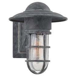 Visual Comfort Marine Industrial Zinc Seeded Glass Outdoor Armed Wall Sconce