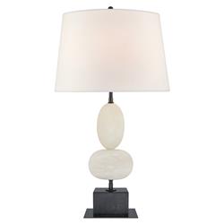 Visual Comfort Dani Modern Classic White Alabaster Black Marble Base Table Lamp