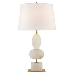 Visual Comfort Dani Modern Classic White Alabaster Top Marble Base Table Lamp