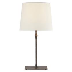 Visual Comfort Dauphine Modern Aged Iron White Linen Shade Bedside Table Lamp