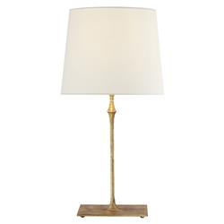 Visual Comfort Dauphine Modern Gilded Iron White Linen Shade Bedside Table Lamp