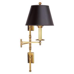 Visual Comfort Dorchester Regency Black Shade Brass Double Swing Arm Sconce