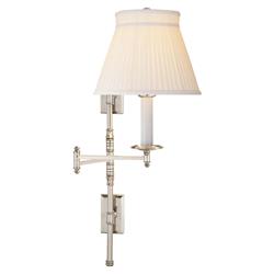 Visual Comfort Dorchester Silk Pleated Shade Polished Nickel Double Swing Arm Sconce
