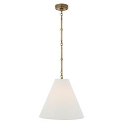 Visual Comfort Goodman Antique Brass Framed Linen Shade Hanging Light - Small